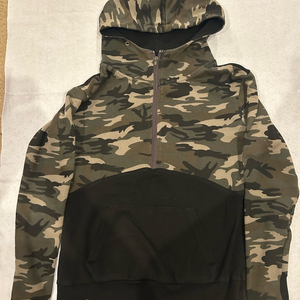 Kids Camo ampersand Half-Zip Hoodie - Green Camo
